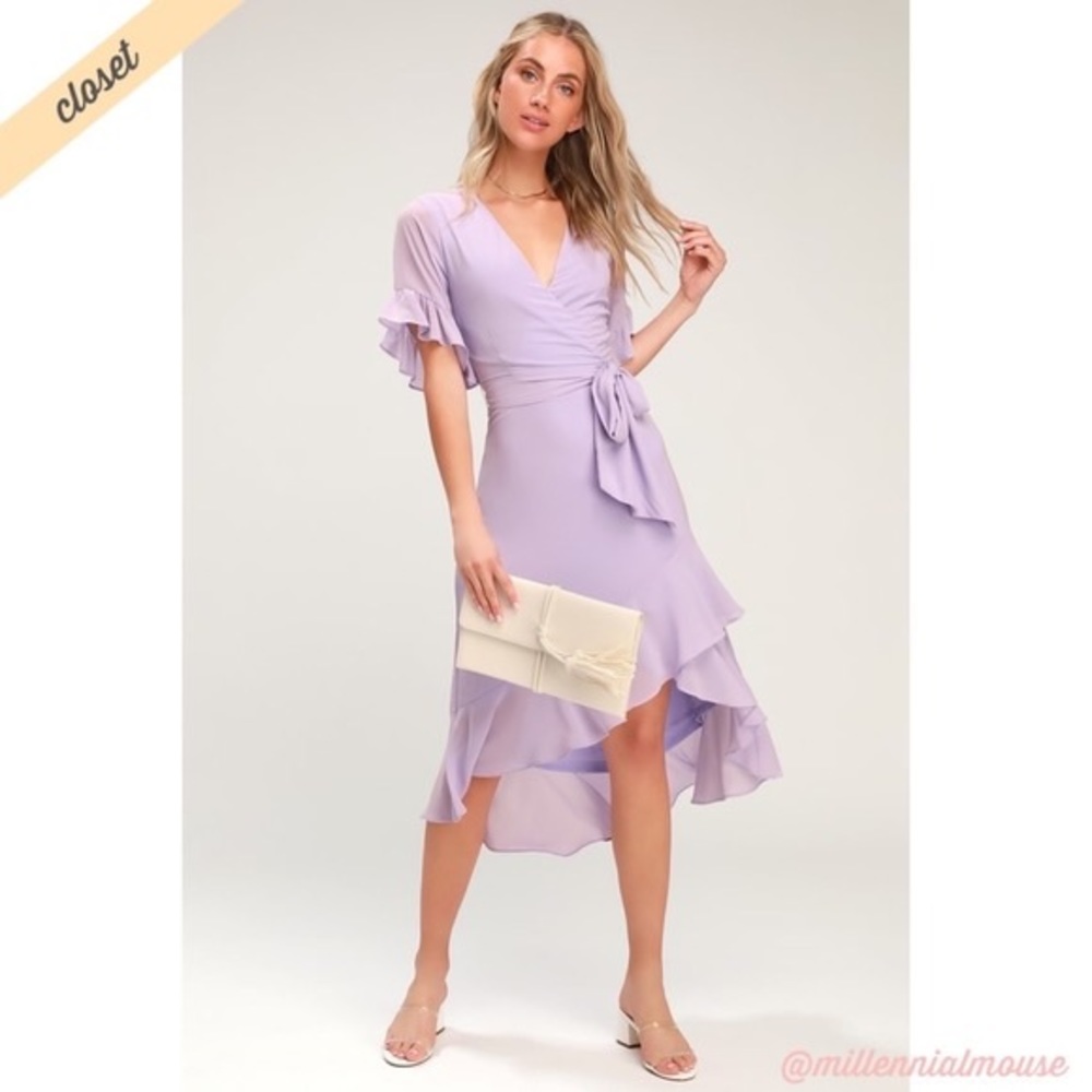 Lulus For The Frills Lavender Wrap Dress size M